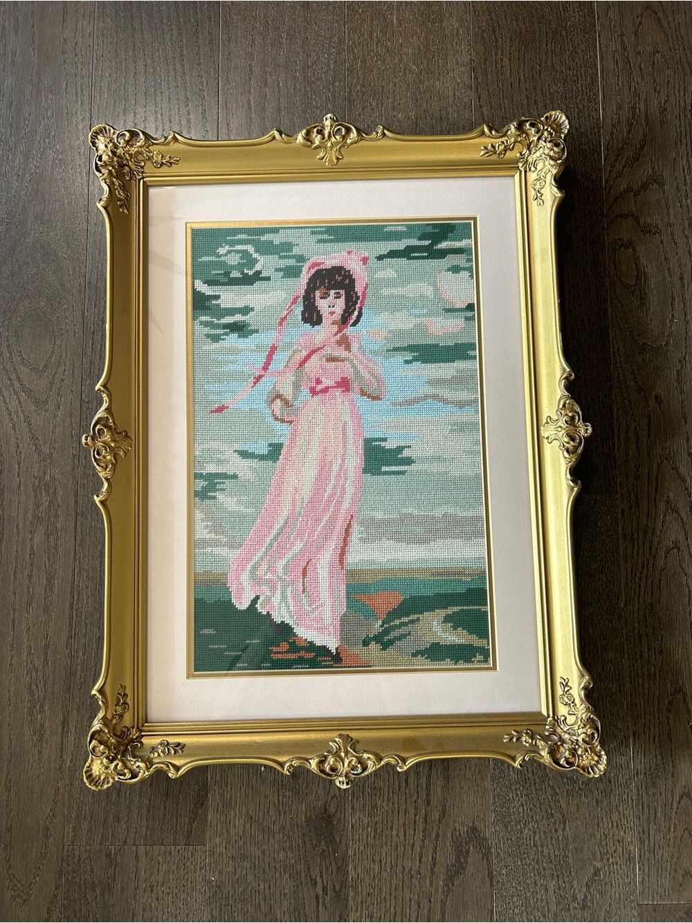 PART 2: VTG Pinkie Framed Needlepoint Art - Huge 24x17